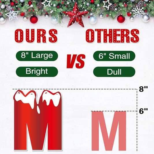 Garage Door Christmas Decorations Magnets, Large 27 Pcs Merry Christmas Garage Door Magnet Banners, Refrigerator Car Magnets Decal Xmas Ornaments Magnetic Stickers for Holiday DIY Decor, 8" H
