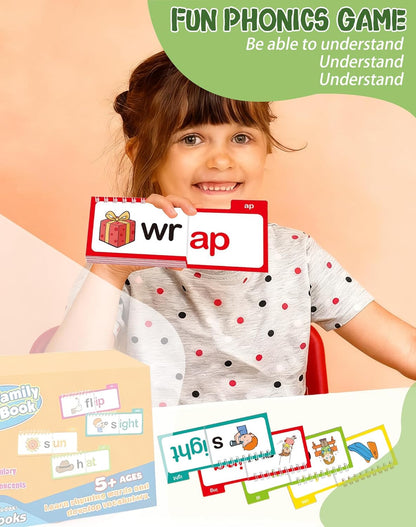 30 Read and Rhyme Flip Books, Word Family Build Book, Read and Rhyme Flip Books for Kids 3-8 - Builds Foundational Reading Skills, Comprehensive Vocabulary Building, Kid-Friendly Design (1 Set)(1)