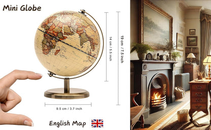 Political Globe Dia 5.5-inch / 14cm- Educational/Geographic - Stainless Steel Arc and Base - School, Home, and Office