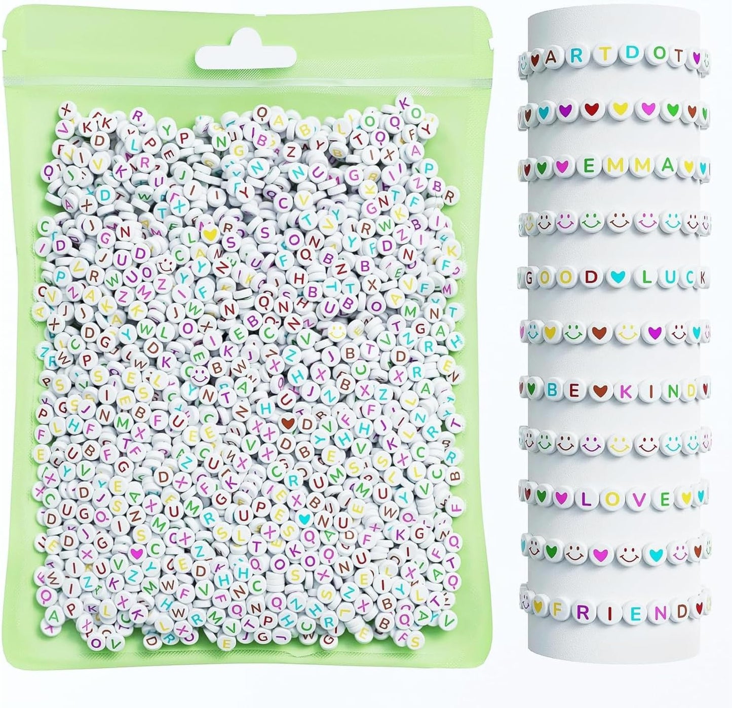 ARTDOT 800 Pieces Assortment Letter Beads for Friendship Bracelets Making Kit, 28 Styles Jewelry Making Supplies Alphabet Beads Set Preppy Crafts Art