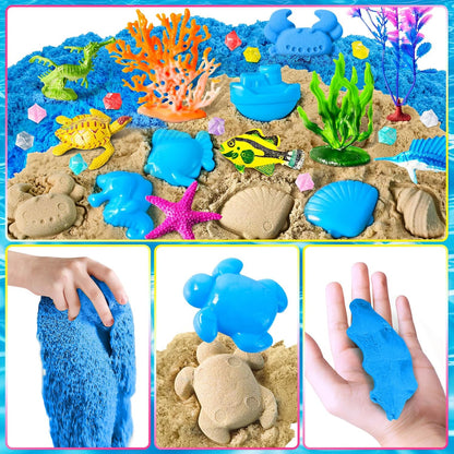 ESSENSON Sensory Bin, Construction Kit with Sensory Sand, Play Sand Pretend Play Beach Toy, Sandbox for Girls and Boys