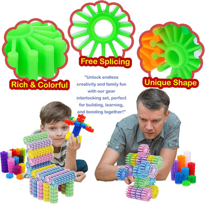 STEM Building Blocks Toys for Kids – Educational and Safe Gear Interlocking Construction Playset – Develop Creativity Preschool Brain Teaser Toys Gift for 3 4 5 Years Old Kids Boys Girls