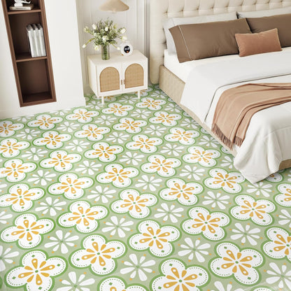 Wallercity White Marble Peel and Stick Vinyl Floor Tiles 6-Pack 12x12 Inches Self Adhesive Waterproof Flooring Planks for Bathroom Kitchen Bedrooms Stick on Floor Tiles Laminate Sheets Vinyl Flooring