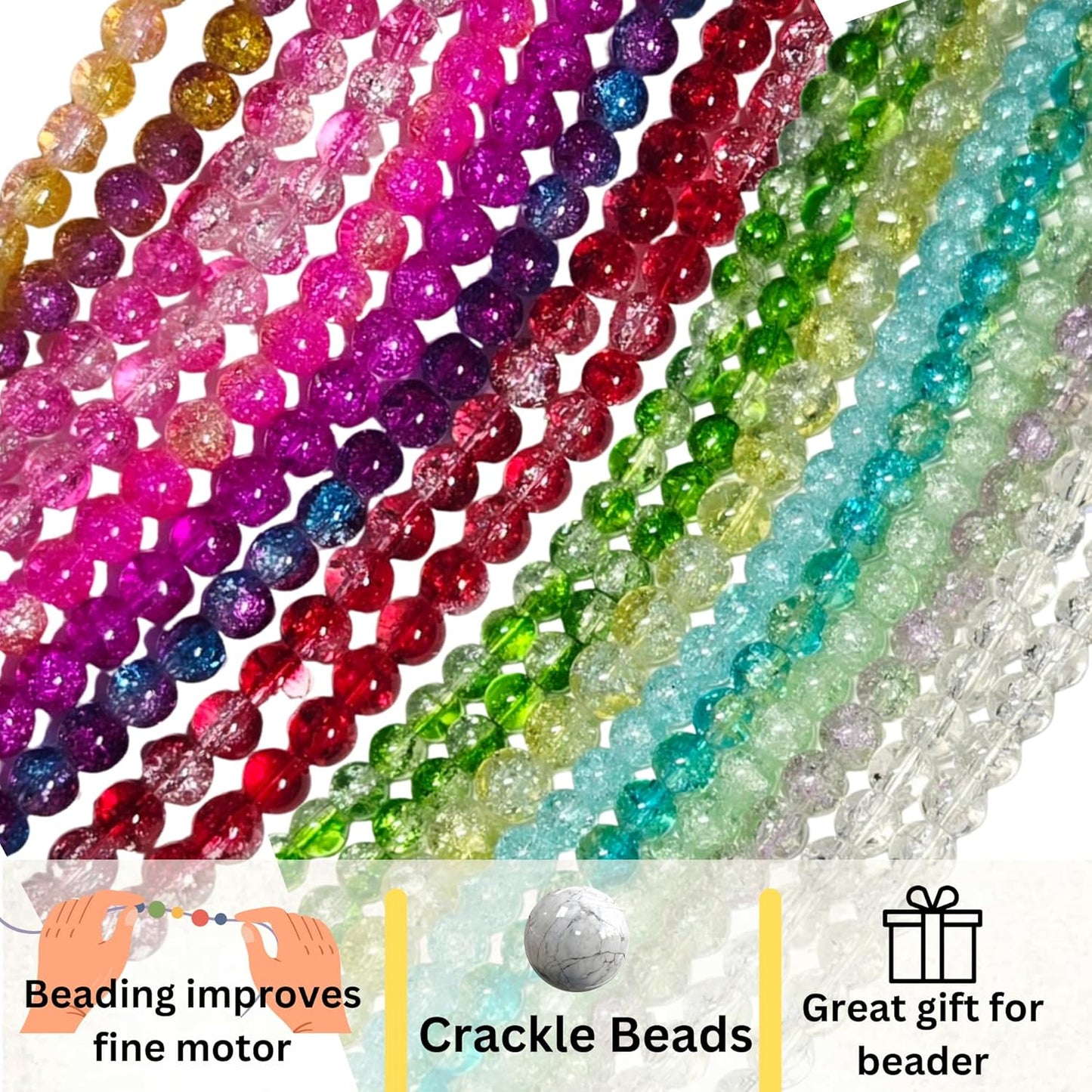 8mm Glass Beads Round Bulk for Bracelet, Glow in Dark Beads, DIY Jewelry Windchime Suncatcher Party Supplies, 300 pcs