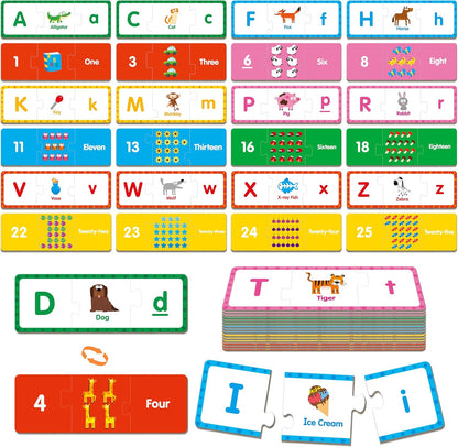 24 Set Addition & Subtraction Puzzles, Self-Correcting Matching Adding and Subtracting Puzzles, Educational Math Games Calculation Activities, Math Learning Toys for Preschool Kids