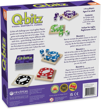 Mindware Q-Bitz Pattern Matching Fun Board Games for Family Game Night | Ages 8 and up 2-4 Players