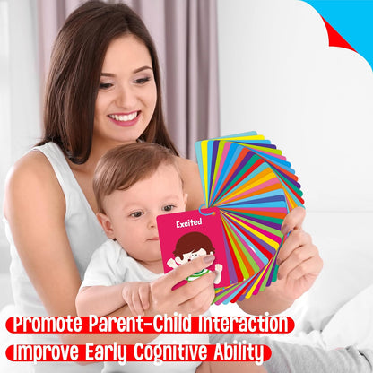 50 PCS Kid First Cognitive Flashcards,Double Sided Printed 7 in 1 Colorful Cards Alphabet,Numbers, Foods,Animals,Shapes,Colors with 3 Reclosable Rings,Learning Tool for Pre-K Kindergarten Toddlers