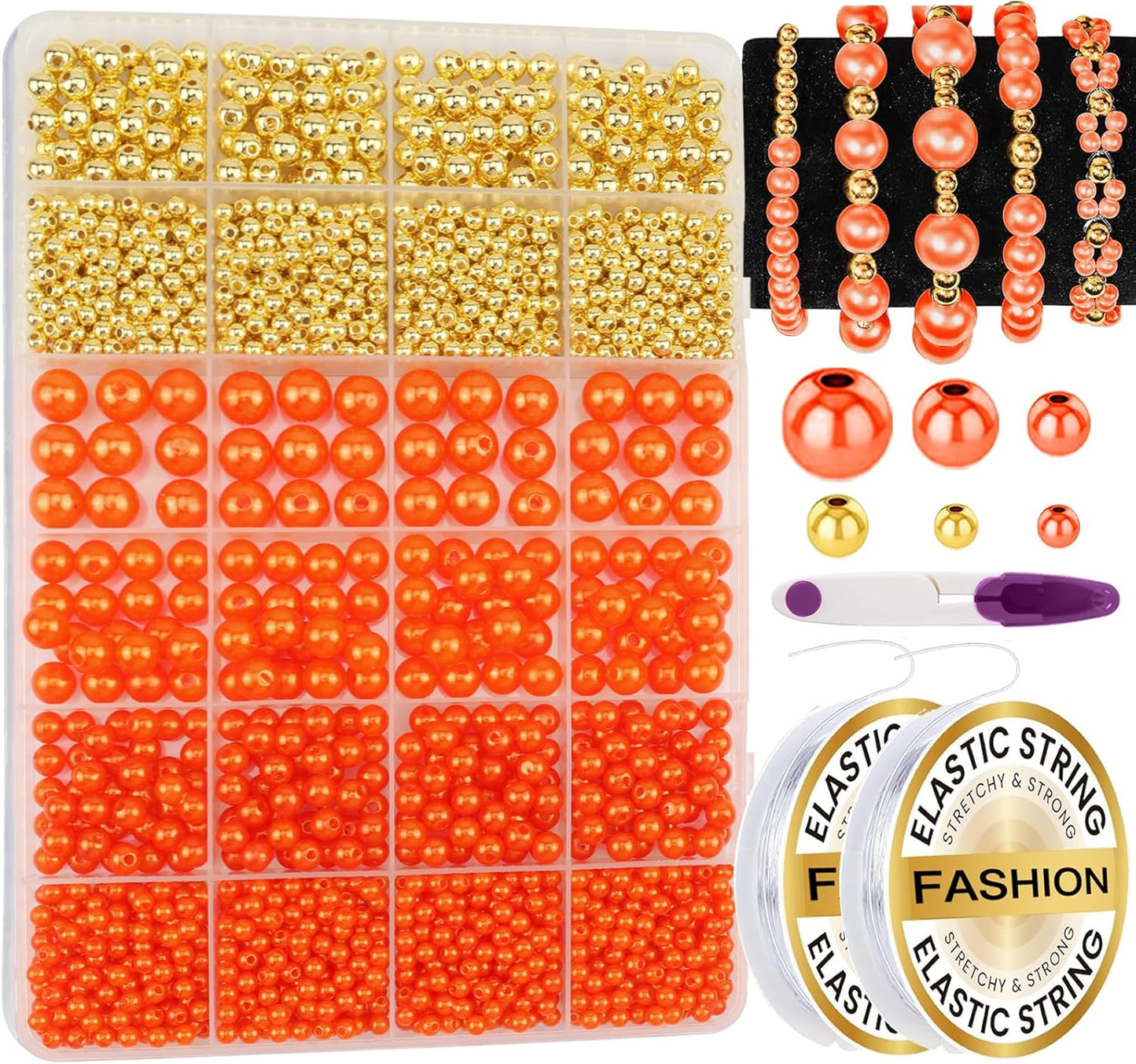 Hpebl 2136PCS Beads for Bracelets Pearl Bracelet Making Kit Friendship Bracelet Kits Bracelet Bead Kits Small Pearl Bead and Gold Beads Beading Kit for Bracelets Jewelry Making Kit