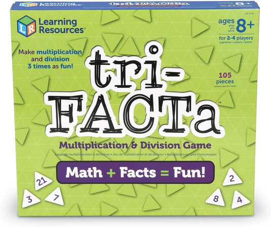 Learning Resources Tri-FACTa Multiplication & Division Game - Math Manipulatives, Kid Montessori Board Games, Classroom Must Haves, STEM Number Cards, Critical Thinking, Back to School, Kids Gifts
