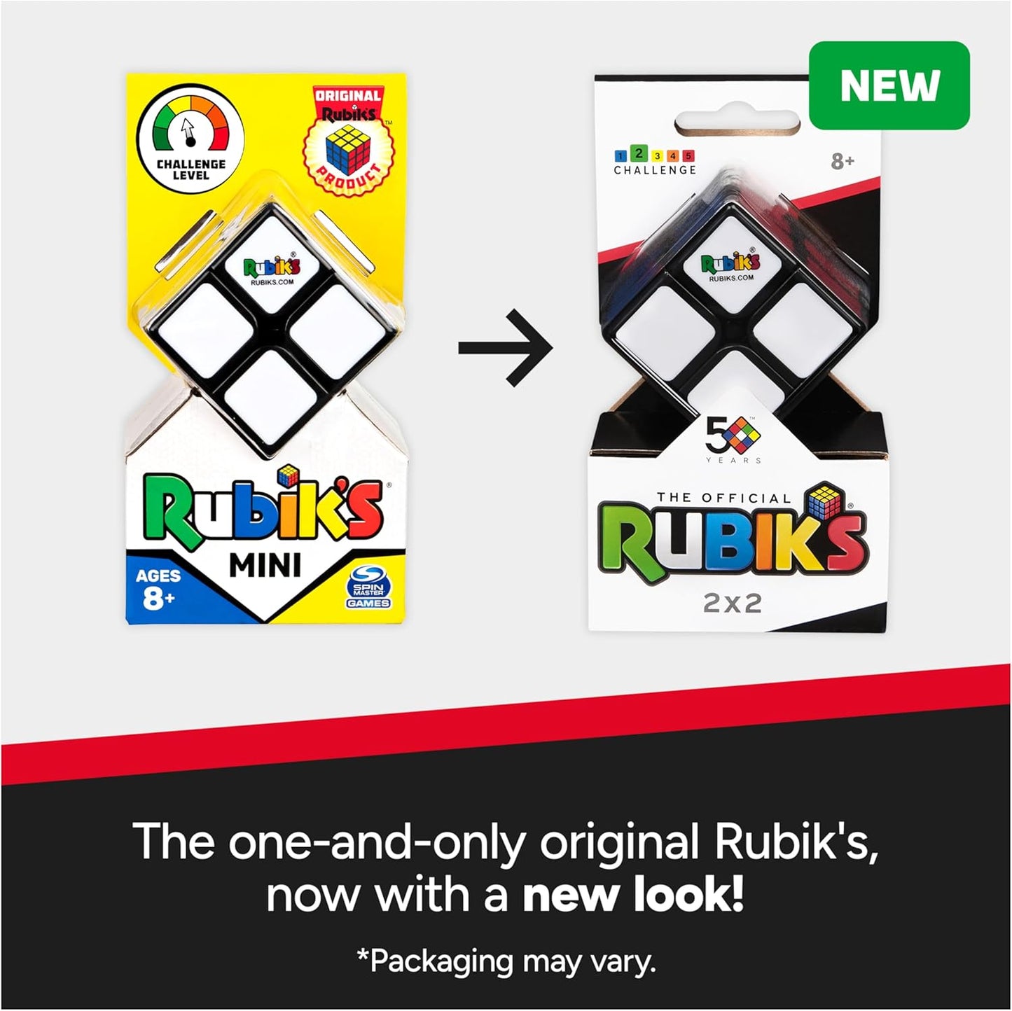 Rubik’s Cube, Apprentice, 2x2 Beginner Cube, Problem-Solving Brain Teaser, Classic Color-Matching Puzzle, Fidget Toy, Sensory Puzzle for Adults, Teens, Kids, for Ages 7 & Up