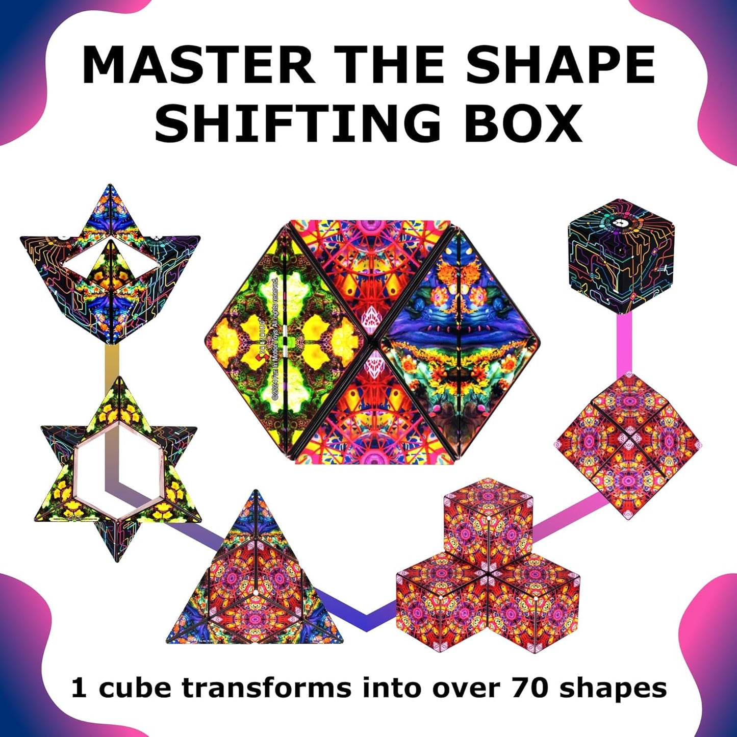 Shashibo Shape Shifting Box - Award-Winning STEM Fidget Toy with Ultra Strong Magnets - Puzzle Cube Transforms Into 100+ Shapes, Perfect Sensory Gift for Kids, Teens, and Adults (Glowquarium)