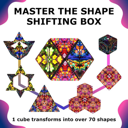 Shashibo Shape Shifting Box - Award-Winning STEM Fidget Toy with Ultra Strong Magnets - Puzzle Cube Transforms Into 100+ Shapes, Perfect Sensory Gift for Kids, Teens, and Adults (Glowquarium)