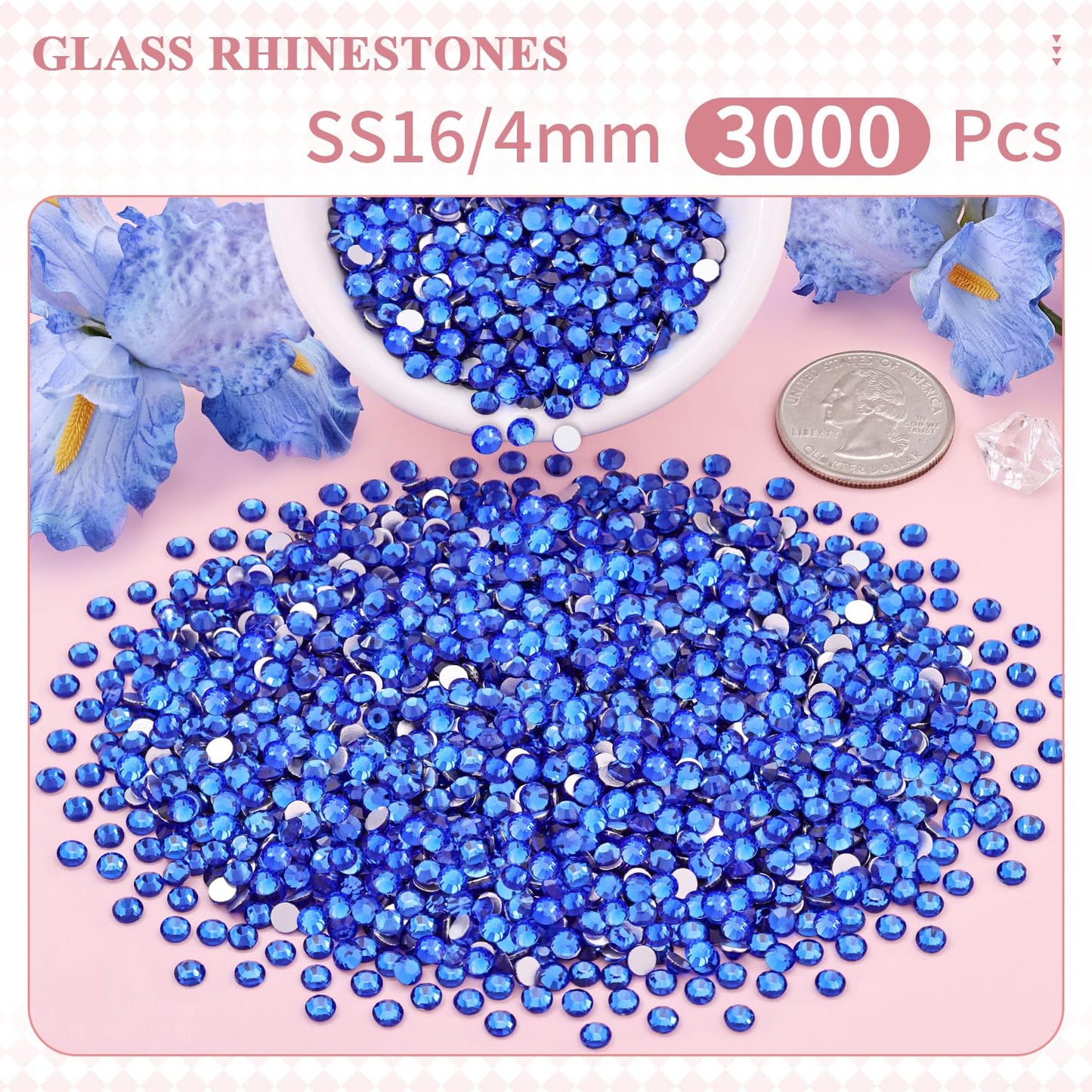 5000PCS SS6/2mm Glass Crystal Rhinestones (Clear), Bedazzling Flatback Rhinestones for Crafting DIY Crafts Nail Art Makeup Decoration, Gems Diamond Charms for Tumbler Shoes Clothing Mug