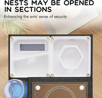 Ant Farm Nest - Educational Habitat - Black and White Acrylic Design with Built-in Water Tower and Clear Observation Area (S)