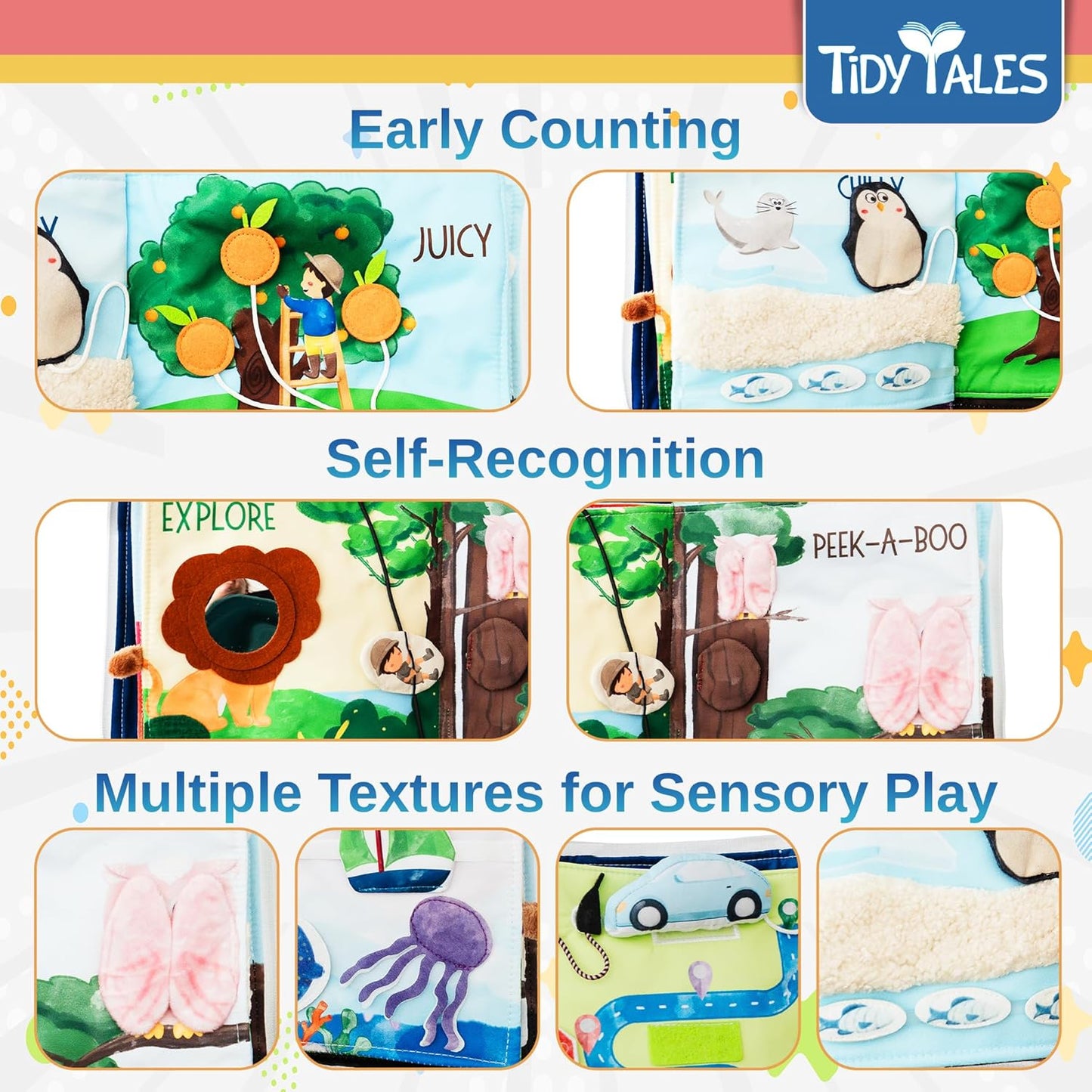 Busy Book for Toddlers 1-3 - No Loose Pieces - Montessori Toys for 1, 2, 3 Year Olds - Mess-Free Airplane Quiet Board Travel Toy - Educational Busy Board & Soft Toddler Activity Book