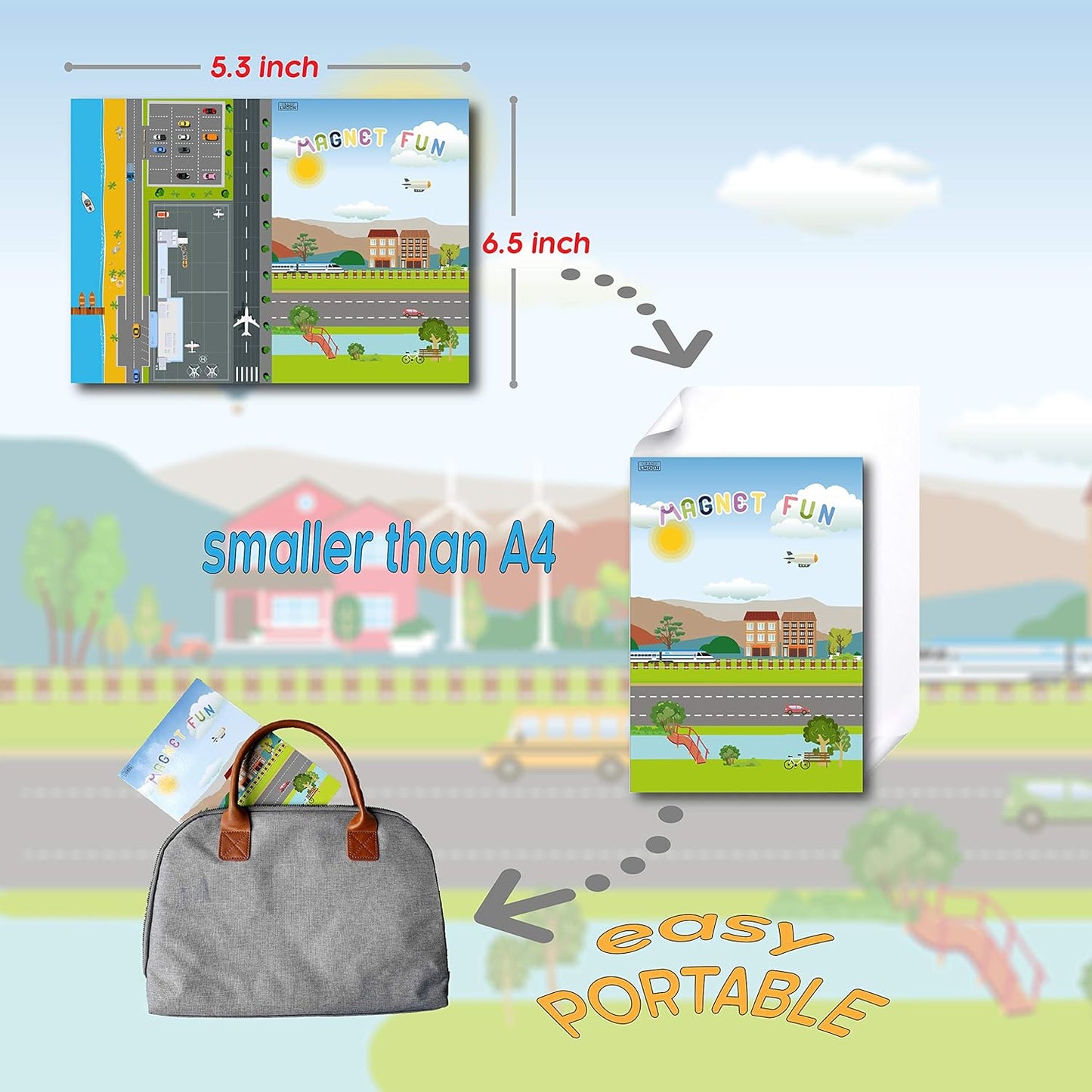Magnetic Portable Playboard Cute Zoo Ainimal Magnets Create Scene for Learning Travel Toy (51 Pcs)