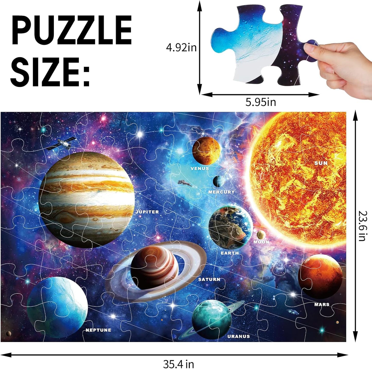 Jumbo Floor Puzzle for Kids,World Map Jigsaw Geography Puzzles,48 Piece Globe Atlas Puzzle with Continents,United States Puzzle for Ages 3-5,Preschool Learning Toys Easter Gift for 4-8 Years Old