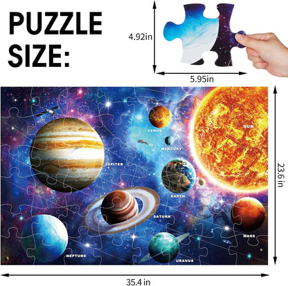Jumbo Floor Puzzle for Kids,World Map Jigsaw Geography Puzzles,48 Piece Globe Atlas Puzzle with Continents,United States Puzzle for Ages 3-5,Preschool Learning Toys Easter Gift for 4-8 Years Old