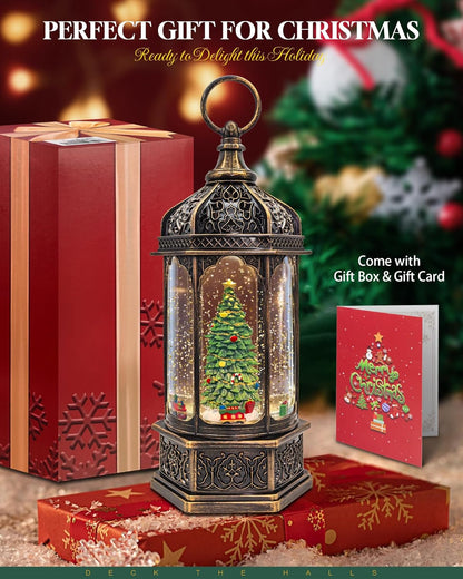 Musical Christmas Snow Globes Lantern, 7.87" Lighted Electric Snowglobes with 8 Holiday Songs 6H Timer Dual Power, Snowman Christmas Ornaments Snow Globe for Kids Adults Xmas Decor Gifts for Men Women