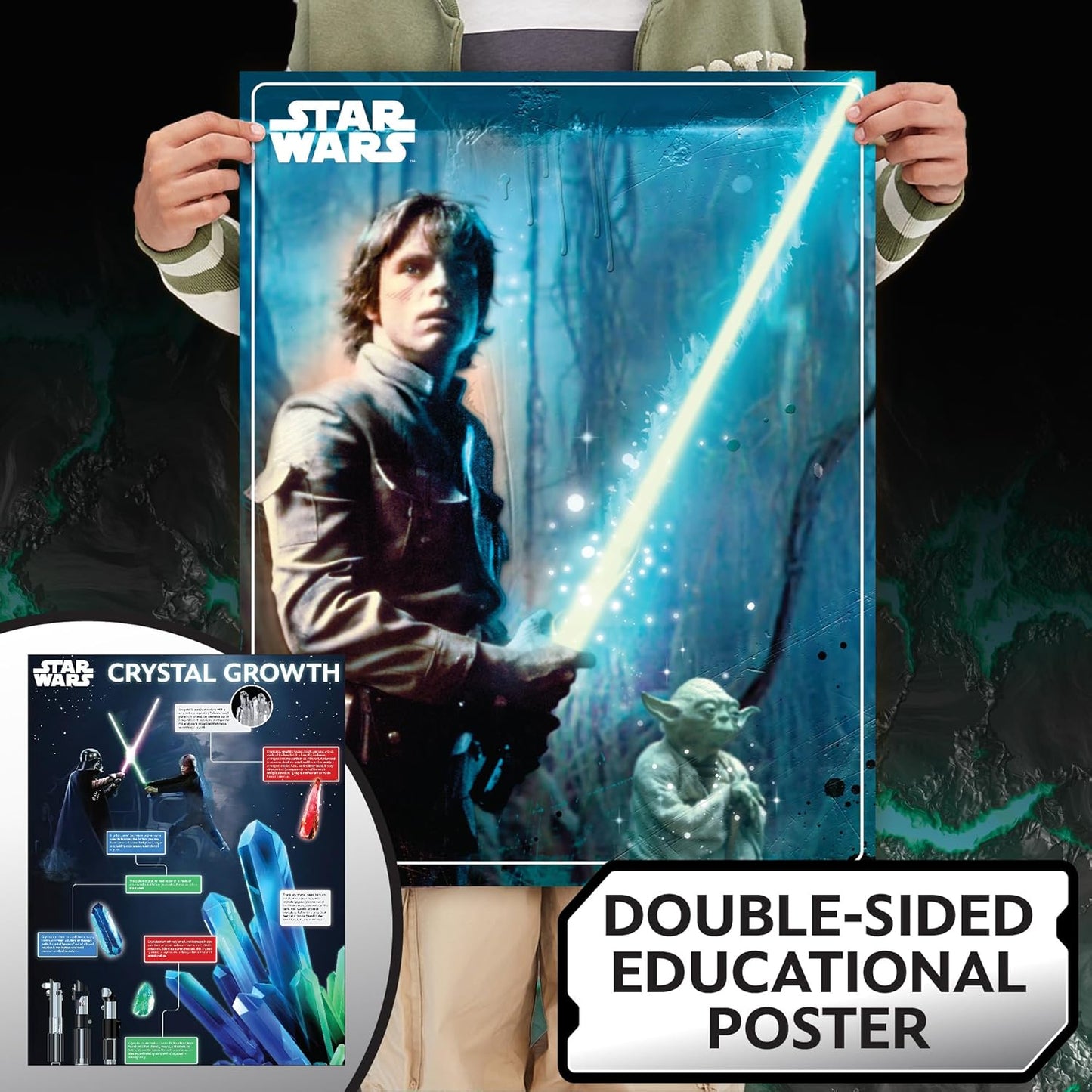 STAR WARS Glowing Crystals, Crystal Growing Kit with Light Up Display Stand, Grow 3 Colorful Crystals, Gift for 8 Year Old Boy, Merch, Toys for Boys Age 8-12