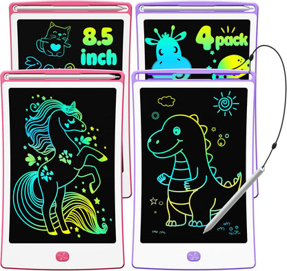 4 Pack LCD Writing Tablet, 8.5 Inch Colorful Toddlers Drawing Tablet for Kids, Creative Doodle Board Drawing Pad, Toy Birthday Gift for 3-6 Year Old Girls Boys