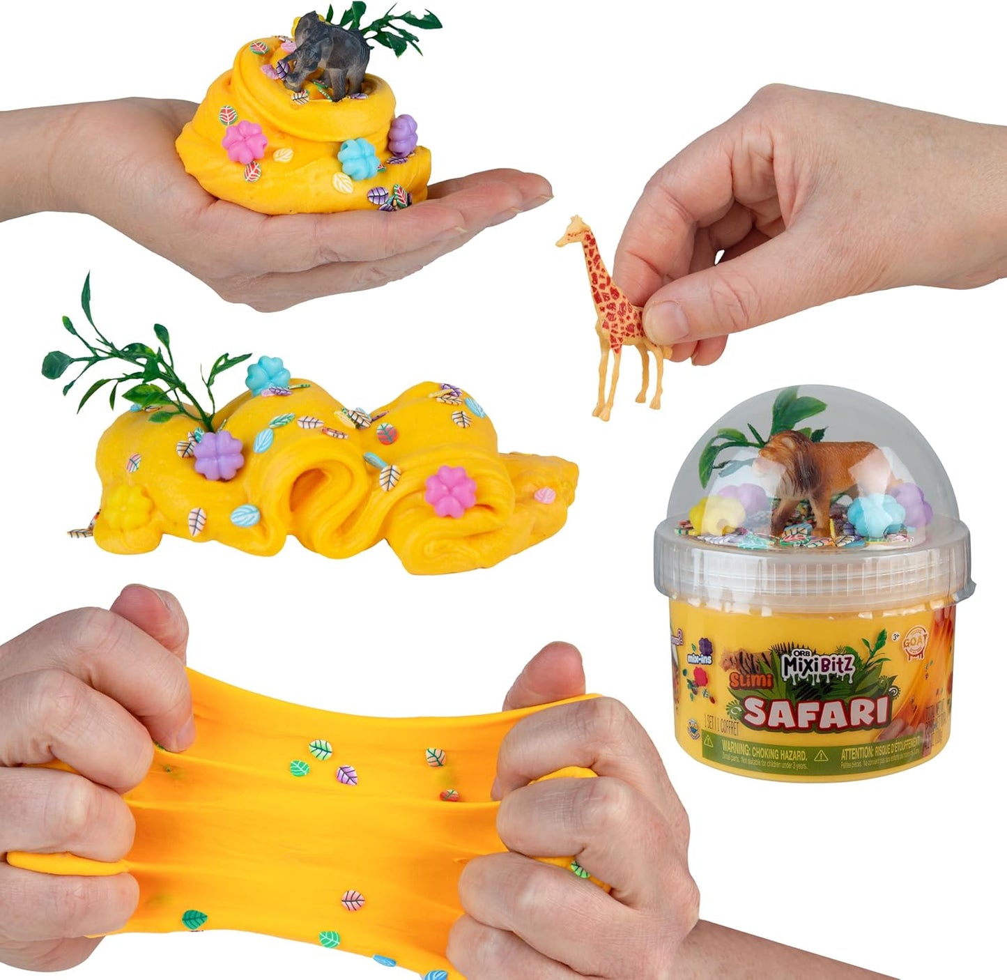 ORB Goat MixiBitz Adventure 3 Pack Slime Kit for Kids - Randomly Assorted Themed Toy with Each Traditional, Cloud, and Butter Slime - Slimi Sea, Safari, and Dino Dig Themes - Fun Party Favors, Gifts