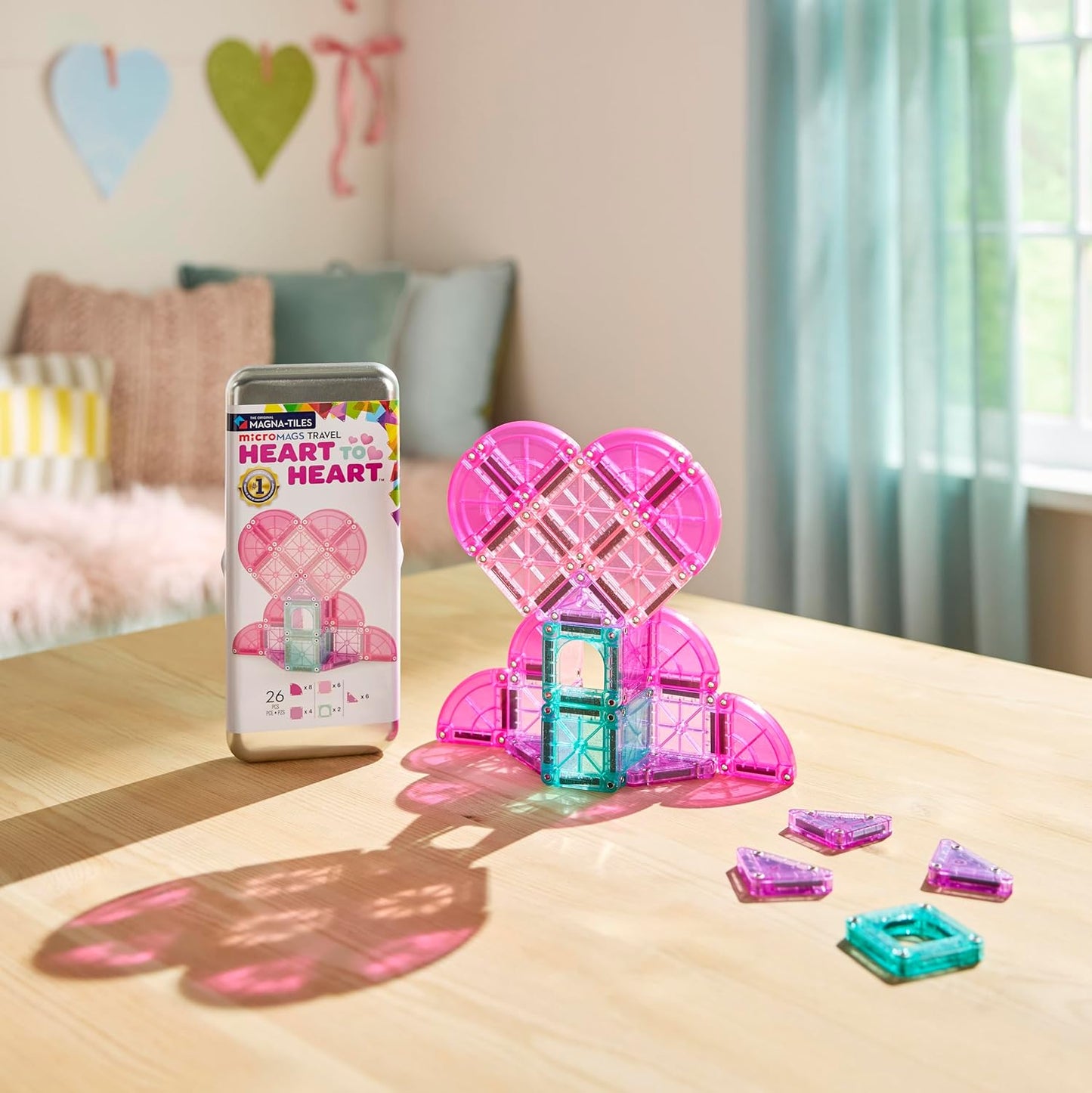 Magna-Tiles microMAGS 26-Piece Travel Magnetic Construction Set – Bold Colors, The Original Magnetic Building Brand
