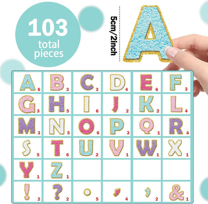 Qyeahkj 103 Pcs Preppy Patch Magnetic Letters 2" Preppy Patch Magnetic Letters for Classroom Whiteboard Fridge Magnet Alphabet Kit for Toddlers Educational Tool for Preschool Home Learning Spelling