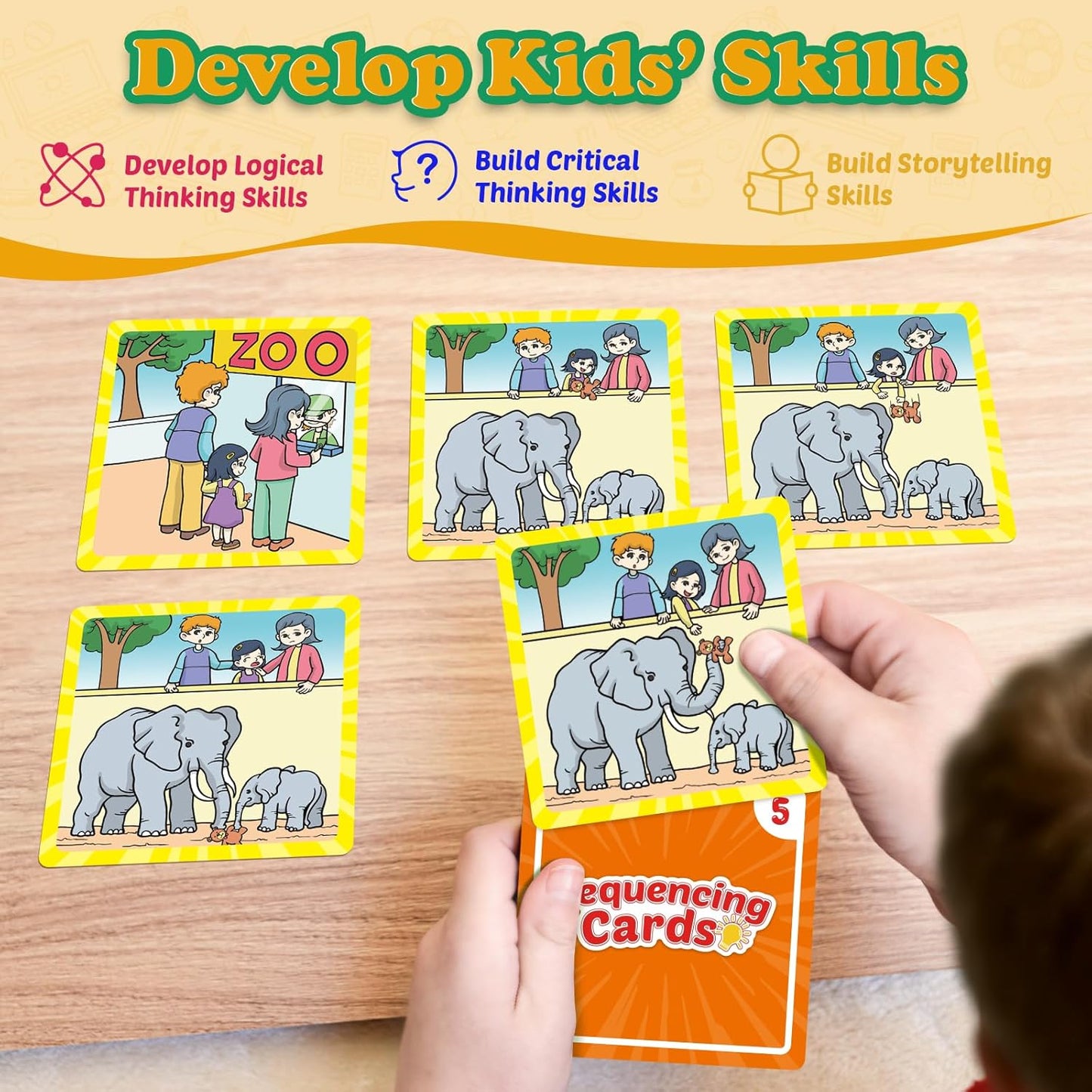 Kasfalci Sequencing Cards, Sequence Game for Kids, Speech Therapy Materials for Autism, Improve Storytelling,Social Skills, Sentence Building, Preschool Learning Activities for Classroom & Homeschool