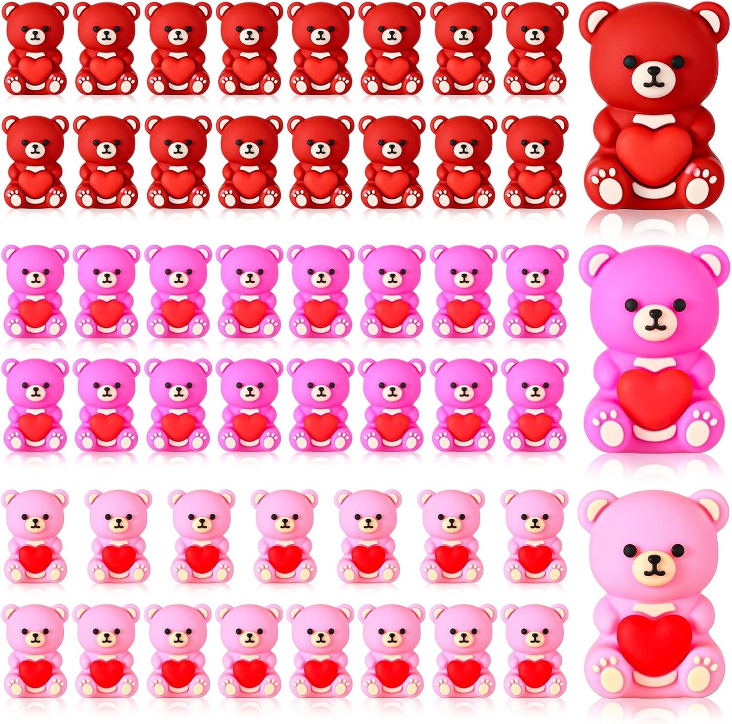 Gerrii 50 Pcs Mini Teddy Bears Bulk Small Miniature Figurines Rubber Mini Bears Tiny Little Heart for Home Desktop Landscape Counting Manipulatives Valentines Day (Colorful)