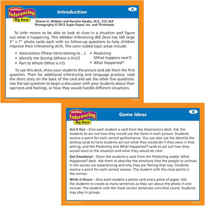 Super Duper Publications | Webber Inferencing Big Photo Flash Cards | Predicting, Reasoning and Critical Thinking Skills Fun Deck | Educational Learning Materials for Children