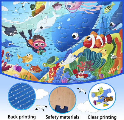 GIVEITALL Jigsaw Puzzles for Kids Ages 3-5 6-8 8-10 Year Old,Dog Planet Floor Puzzle 36 Pieces Enlightening Game Creative Gifts for Boys Girls (Dog)