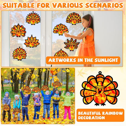 32 Sets Outer Space Suncatchers Craft Kit DIY Window Stained Glass Effect Planet Astronaut Alien Paper Crafts Home School Classroom Decoration Kid Birthday Gift Creative Art Project Activity Game - Colors B