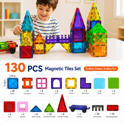 LATI Magnetic Tiles Starter Set for Kids,Beginner Magnetic Building Blocks for Early Learning, Build in 2D & 3D, Open-Ended STEM Building Toy,Easy to Start for Early Builders,Toy Gift for Ages 3–6
