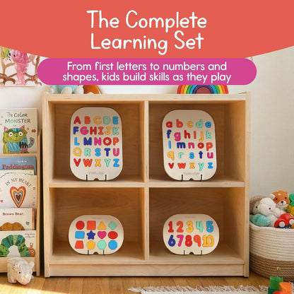 Uppercase Alphabet Puzzle for Kids, Sensory Bin Insert for Sensory Tables, Silicone Letters, Wooden Fine Motor Learning Toy by 7 Days of Play