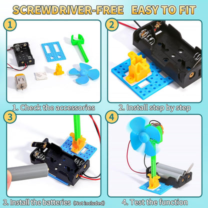 Bulk STEM Kits - 8 Set Electrical Fans, Girls Boys Crafts Science Kits for Kids Age 8-12, STEM Toys for Boys 8-10 8 10 12 13 Classroom, Engineering Activities Experiments Projects Circuit