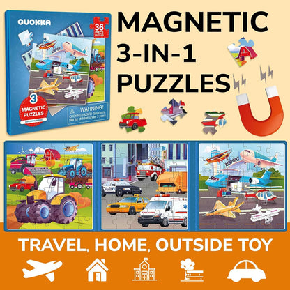 QUOKKA Magnetic Puzzles for Kids Ages 4-6 – Magnetic Fractions Learning Set for Kids 6-12 – Math Games for Homeschooling, Classrooms & Travel – 110 Magnets, 12 Task Pages, Marker – Toddler Travel Toys