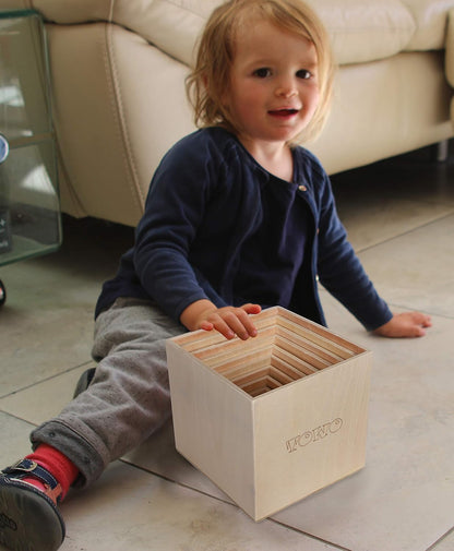 TOWO Wooden Stacking Boxes-Nesting and Sorting Cups Numbers Alphabet Animals Blocks for Toddlers-Stacking Cubes Educational Toys for 2 Years Old Montessori Materials