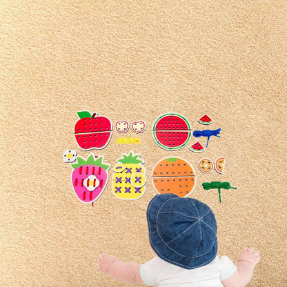 getuse Lacing Cards Sewing Kit for Preschoolers and Kids Threading Activity Developing Imagination Lacing Playing Games Sewing Cards- Fruit