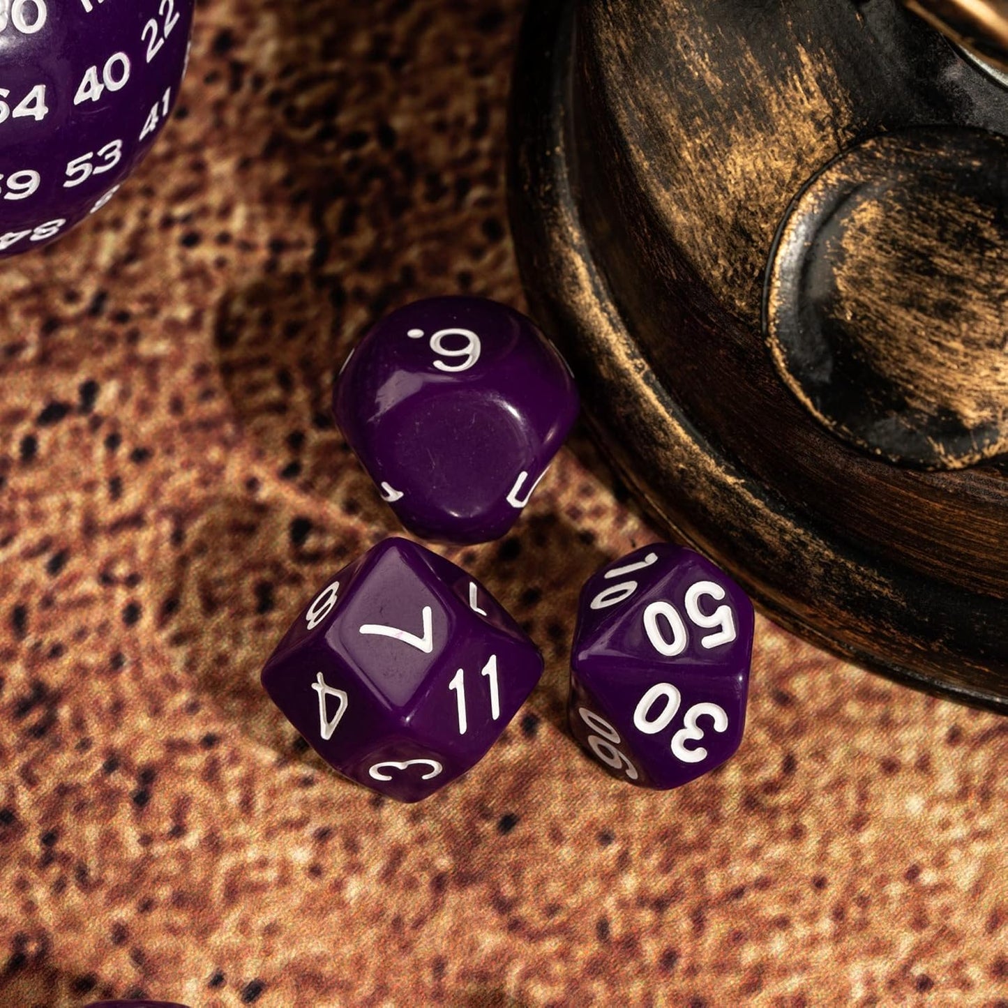 15 Pieces Complete Polyhedral DND Dice Set D3-D100 Spherical D&D Dice Set with Dragon Eye Dice Bag, D100 Dice for RPG Table Games(Black w/Purple Numbers)
