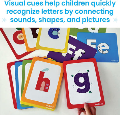 hand2mind Alphabet Picture Mnemonic Cards, ABC Flashcards for Kids, Classroom Alphabet Cards, Early Learning Flash Cards, Letter Recognition, Montessori Alphabet Cards, Toddler Learning Activities