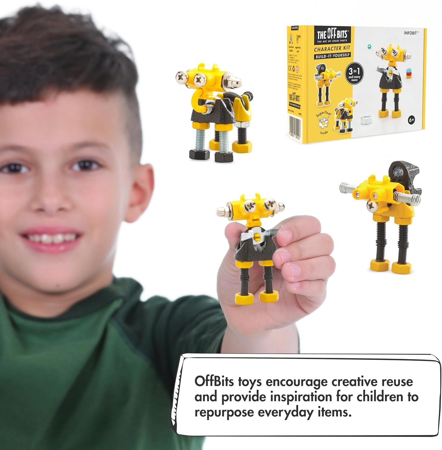 The Off Bits CareBit Build Your Own Robot Toy Construction Set, Educational Gift STEM Activities Learning Kit, Creative Build and Play Model Kit Steam Toys for 6 7 8 9 10+ Year Old Boys & Girls