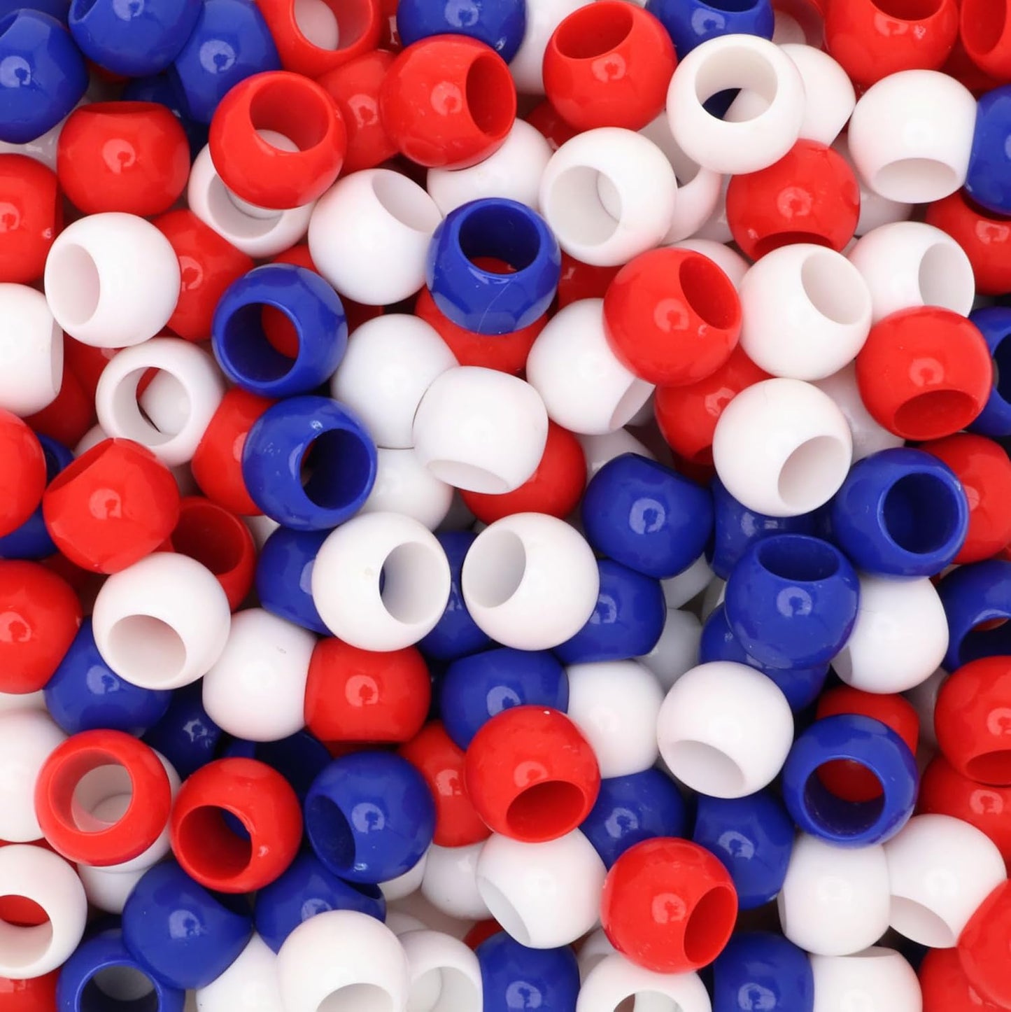 300 Acrylic Large Hole Beads for Crafts and for Hair 10mm x 12mm Acrylic Barrel Beads with 5.7mm Large Hole, Glossy Primary Assortment