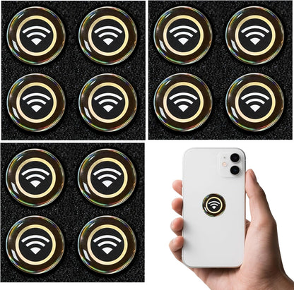12 Pcs Emf Blocker for Cell Phone,Radiation Blocker for Cell Phone,Emf Stickers,A Practical Gift for Tech Lovers for Smart Phones/Laptops Electronic Devices Blockers(WiFi Signal Pattern)