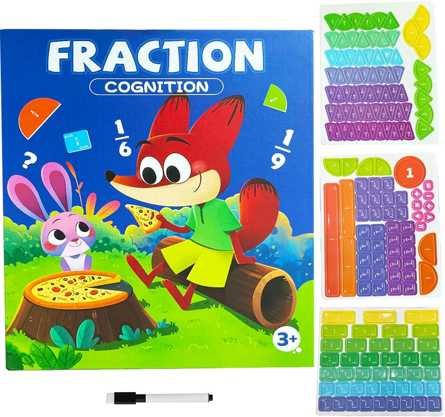 Magnetic Fraction Tiles and Circles Set, Hands-On Math Manipulatives for Kids, Montessori Early Childhood Education Materials for School and Homeschool Use