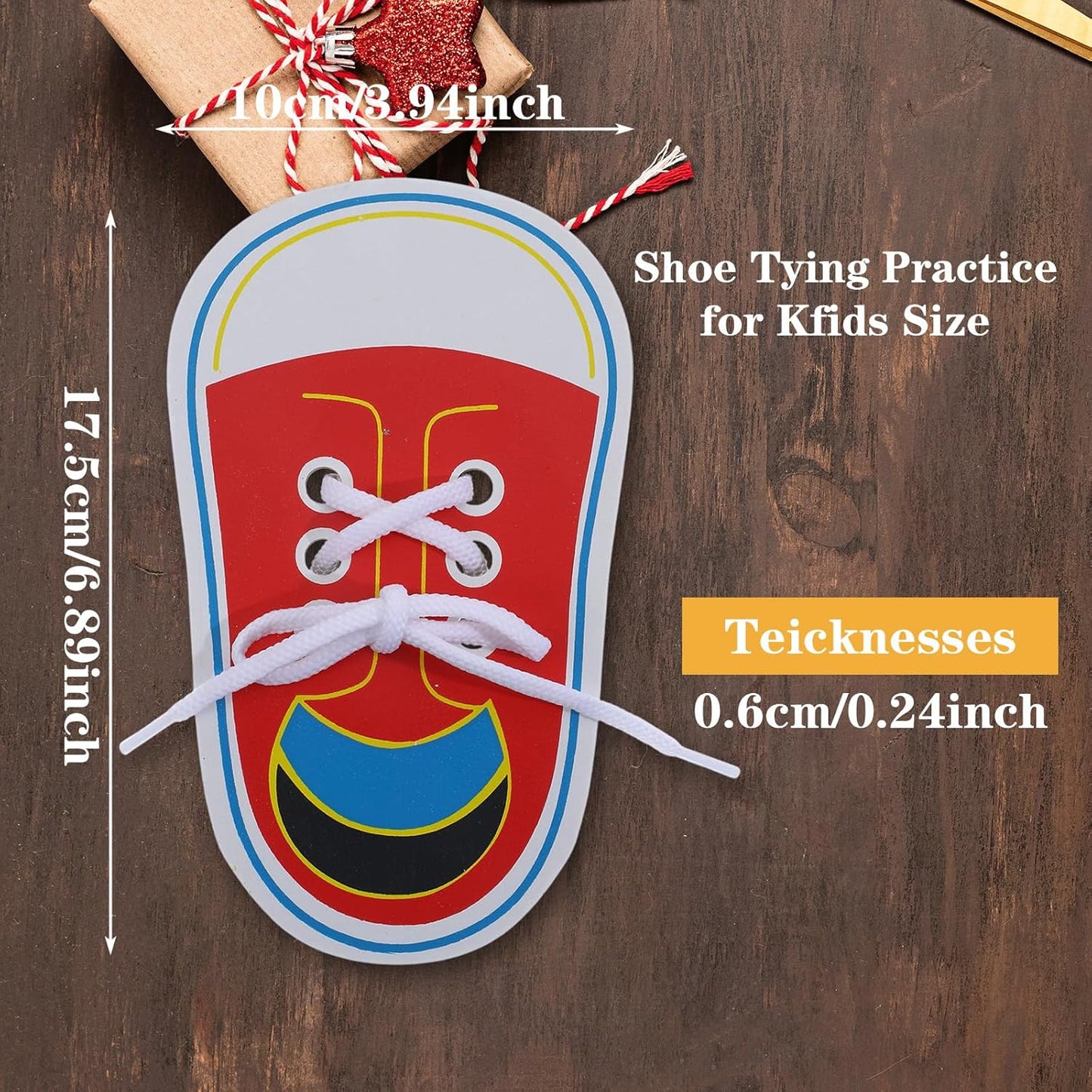 Nogeqi Shoe Tie Practice for Kids, Wooden Tying Shoes Practice for Kids, How to Tie Your Shoes Learn to Threading Lacing Shoe Training, Kindergarten Early Educational Toy