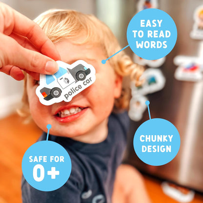 Curious Columbus Vehicles Fridge Magnets for Toddlers 1-3 Year Olds| Large Foam Refrigerator Magnets for Kids Baby and 3-5 Years Old | Magnetic ABC Learning | Educational Toys Babies to Preschool