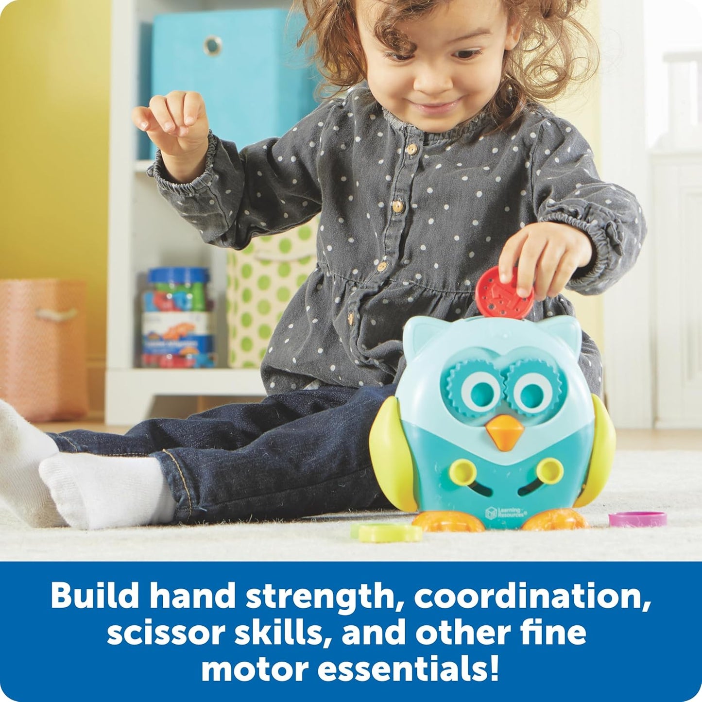 Learning Resources Hoot the Fine Motor Owl - 6 Pieces, Ages 18+ Months, Toddler Toys, Fine Motor and Sensory for Kids
