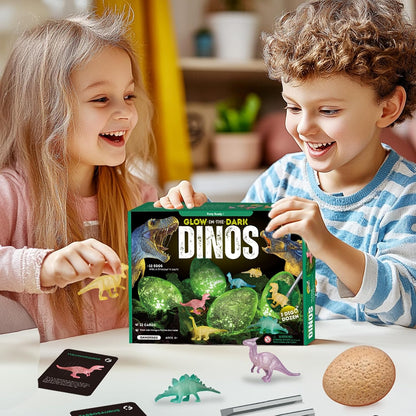 Gamerside Dino Eggs Dig Kit, 12 Glow in The Dark Dinosaur Eggs Dig Kit Excavation Set, Dinosaur Toys for Kids 6-8 8-12, Educational STEM Archaeology Science Kits - Easter Gift for Boys Girls