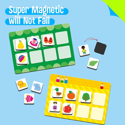 Magnetic Shopping List Game, Funny Spanish Groceries Matching Memory Game, Race to Collect Your Items Educational Toy for Boys & Girls at Home